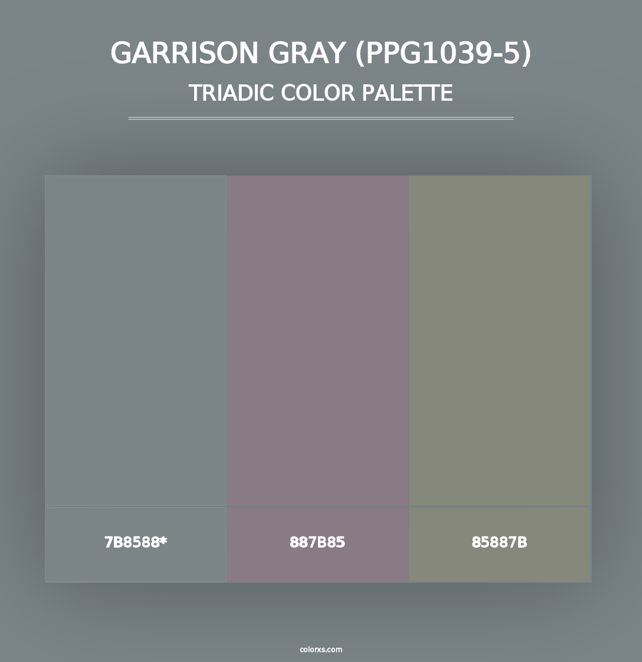 Garrison Gray (PPG1039-5) - Triadic Color Palette