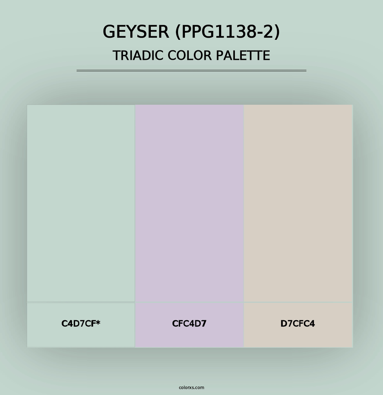 Geyser (PPG1138-2) - Triadic Color Palette