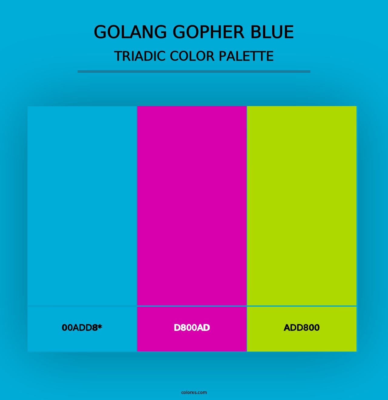 Golang Gopher Blue - Triadic Color Palette