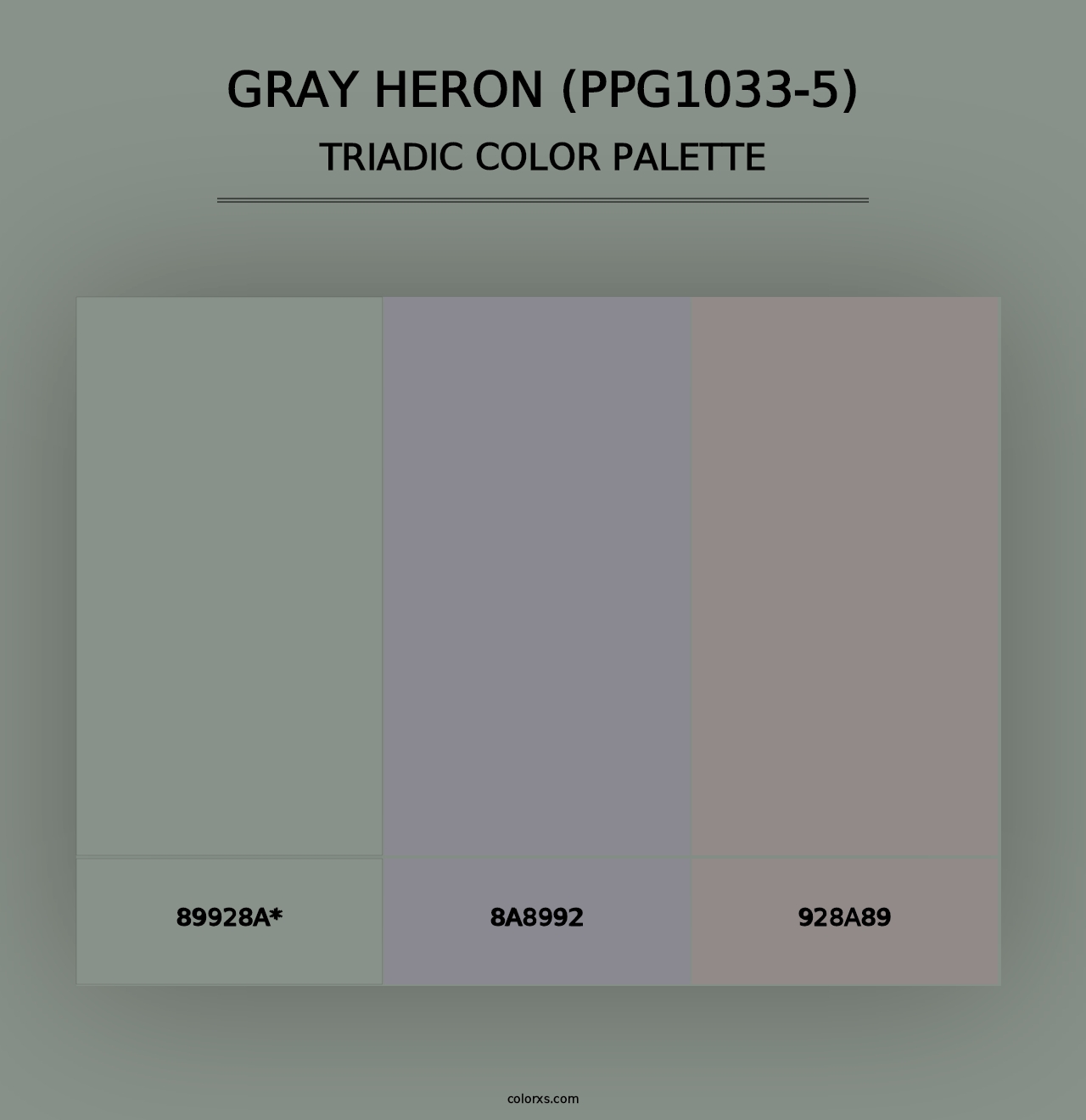 Gray Heron (PPG1033-5) - Triadic Color Palette