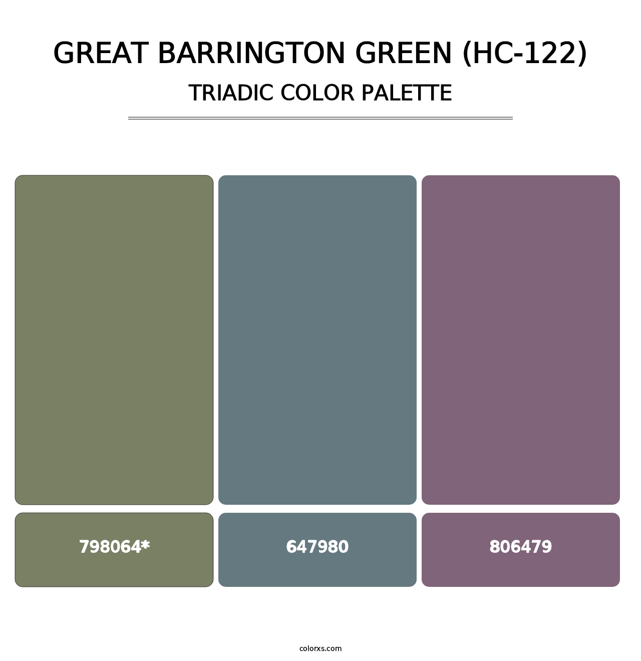 Great Barrington Green (HC-122) - Triadic Color Palette