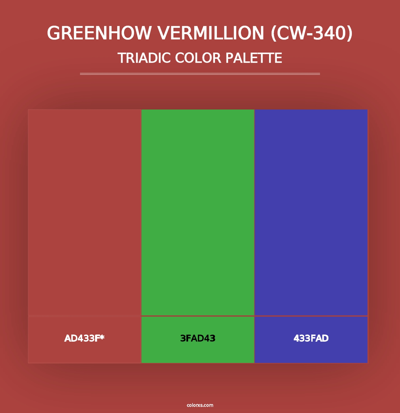 Greenhow Vermillion (CW-340) - Triadic Color Palette