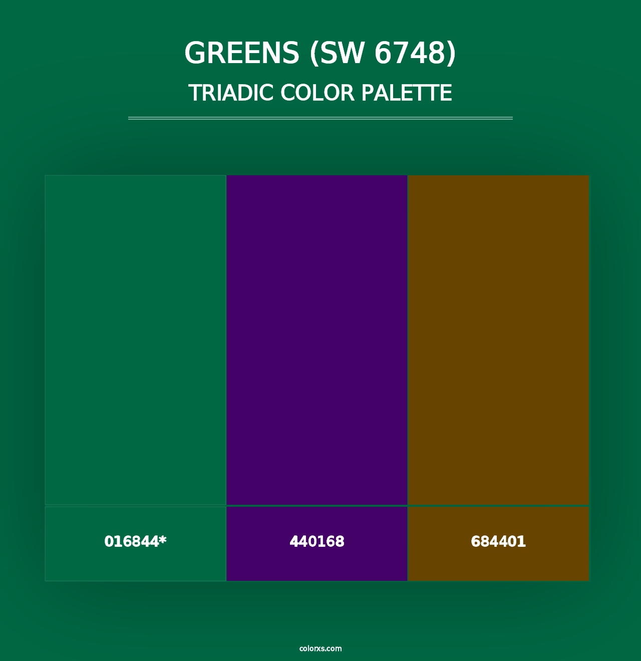 Greens (SW 6748) - Triadic Color Palette