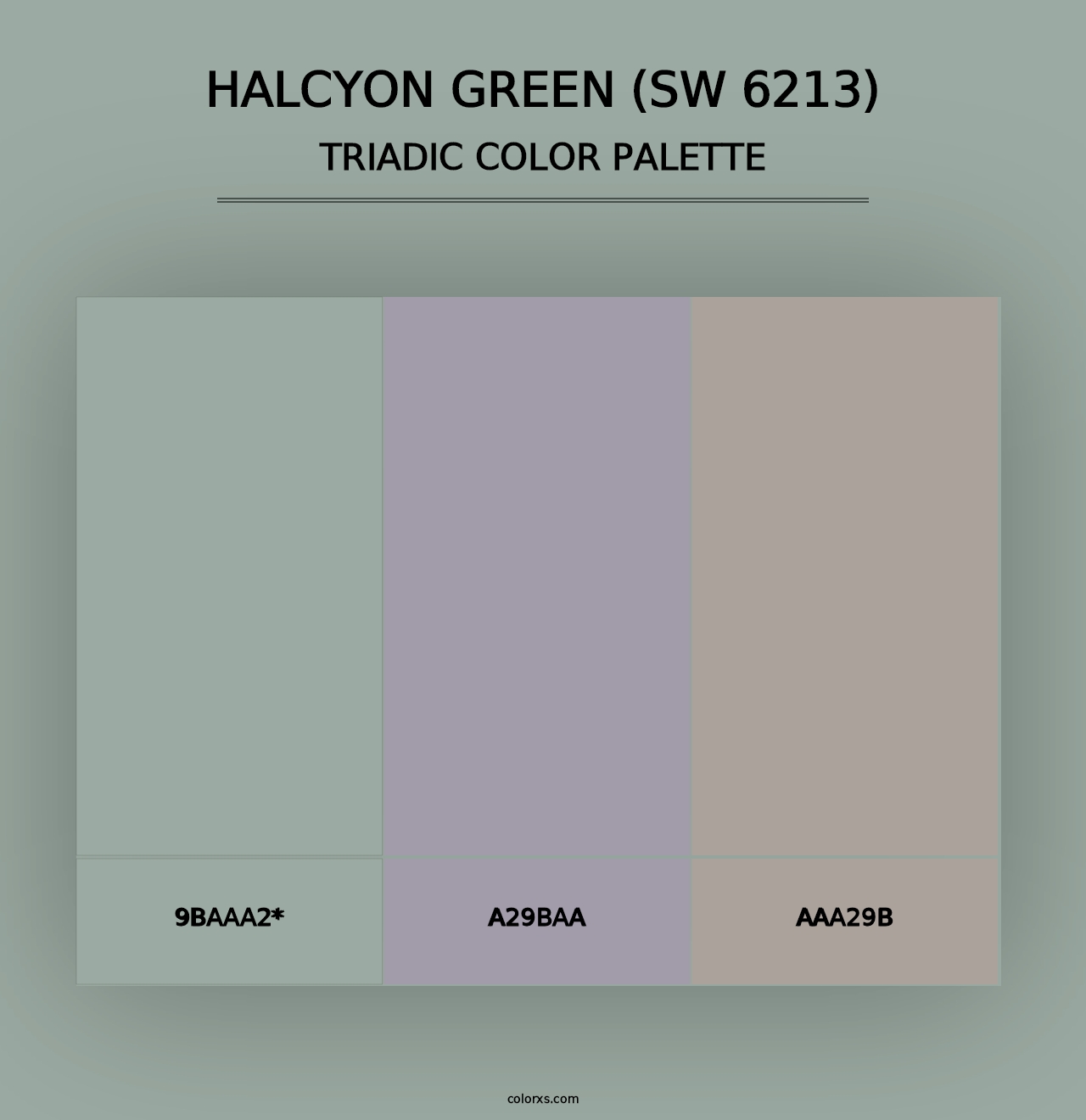 Halcyon Green (SW 6213) - Triadic Color Palette