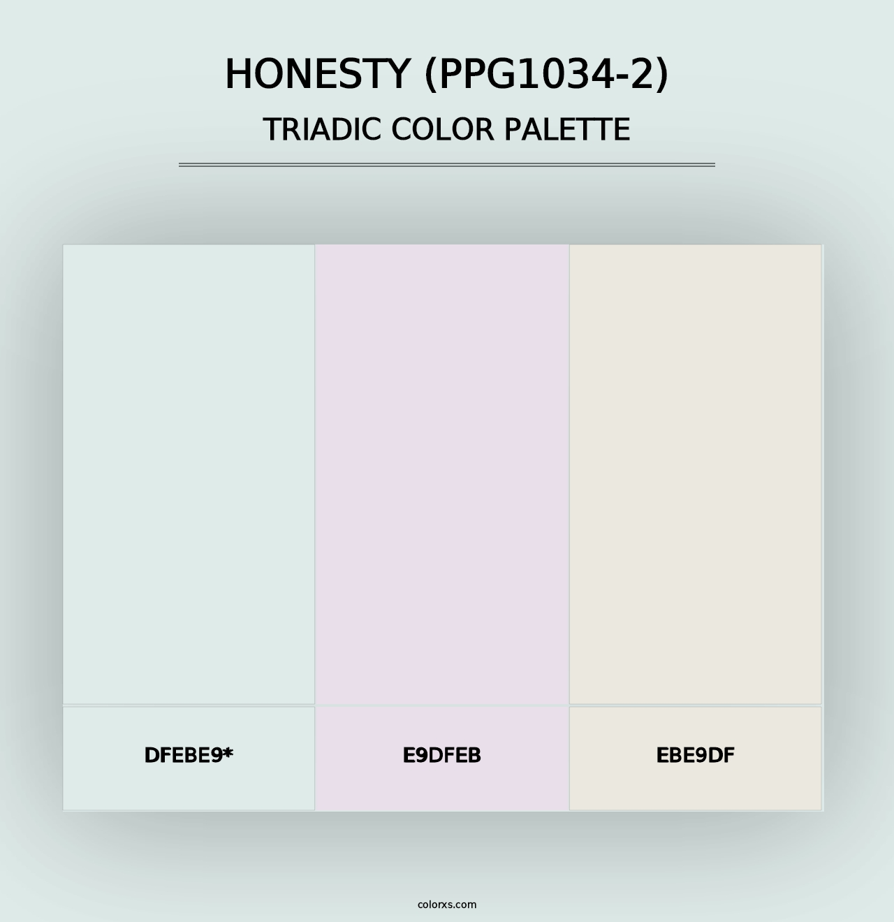 Honesty (PPG1034-2) - Triadic Color Palette