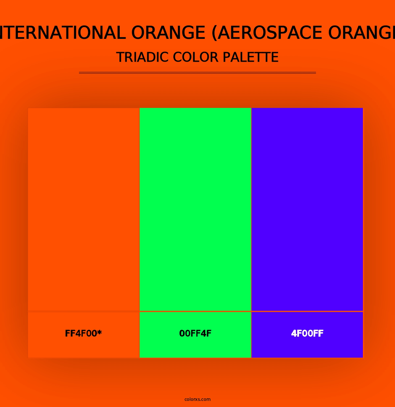 International Orange (Aerospace Orange) - Triadic Color Palette