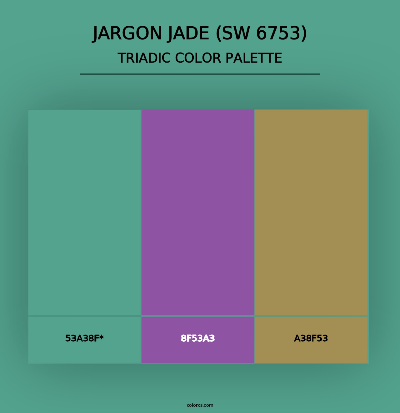 Jargon Jade (SW 6753) - Triadic Color Palette