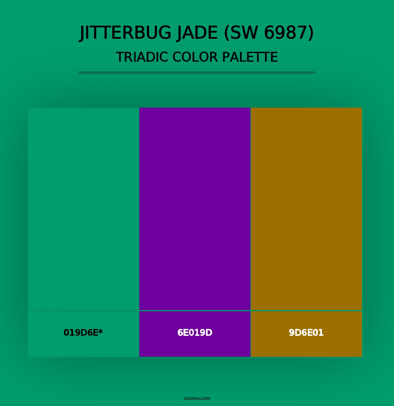 Jitterbug Jade (SW 6987) - Triadic Color Palette