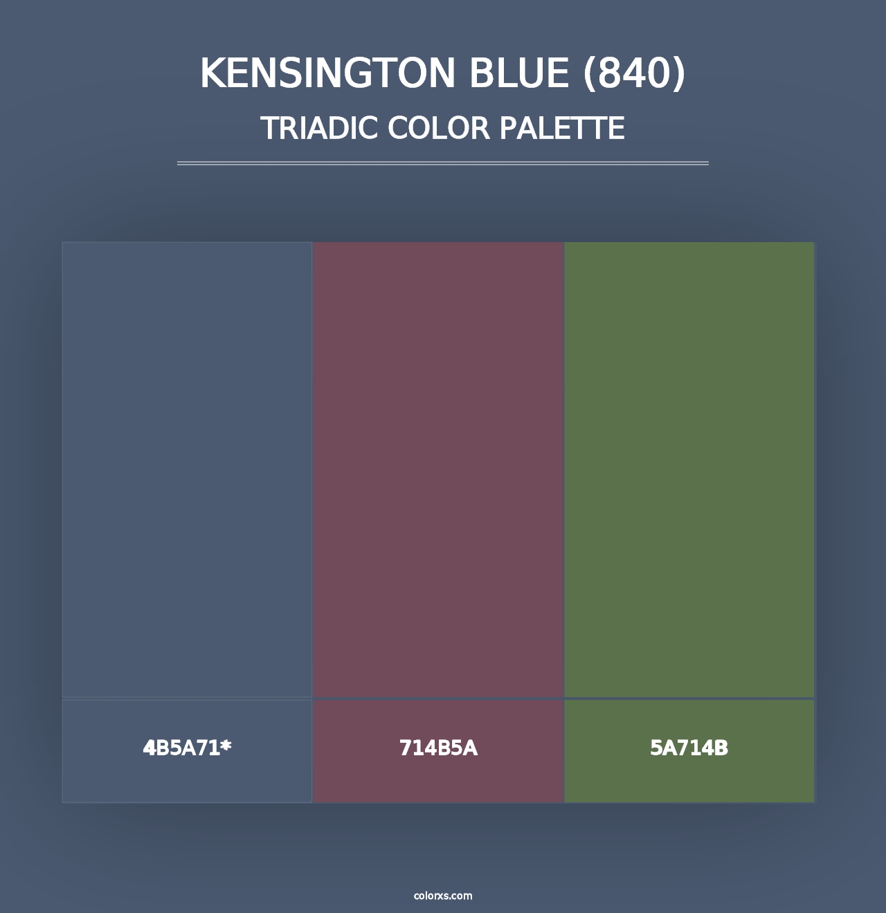 Kensington Blue (840) - Triadic Color Palette