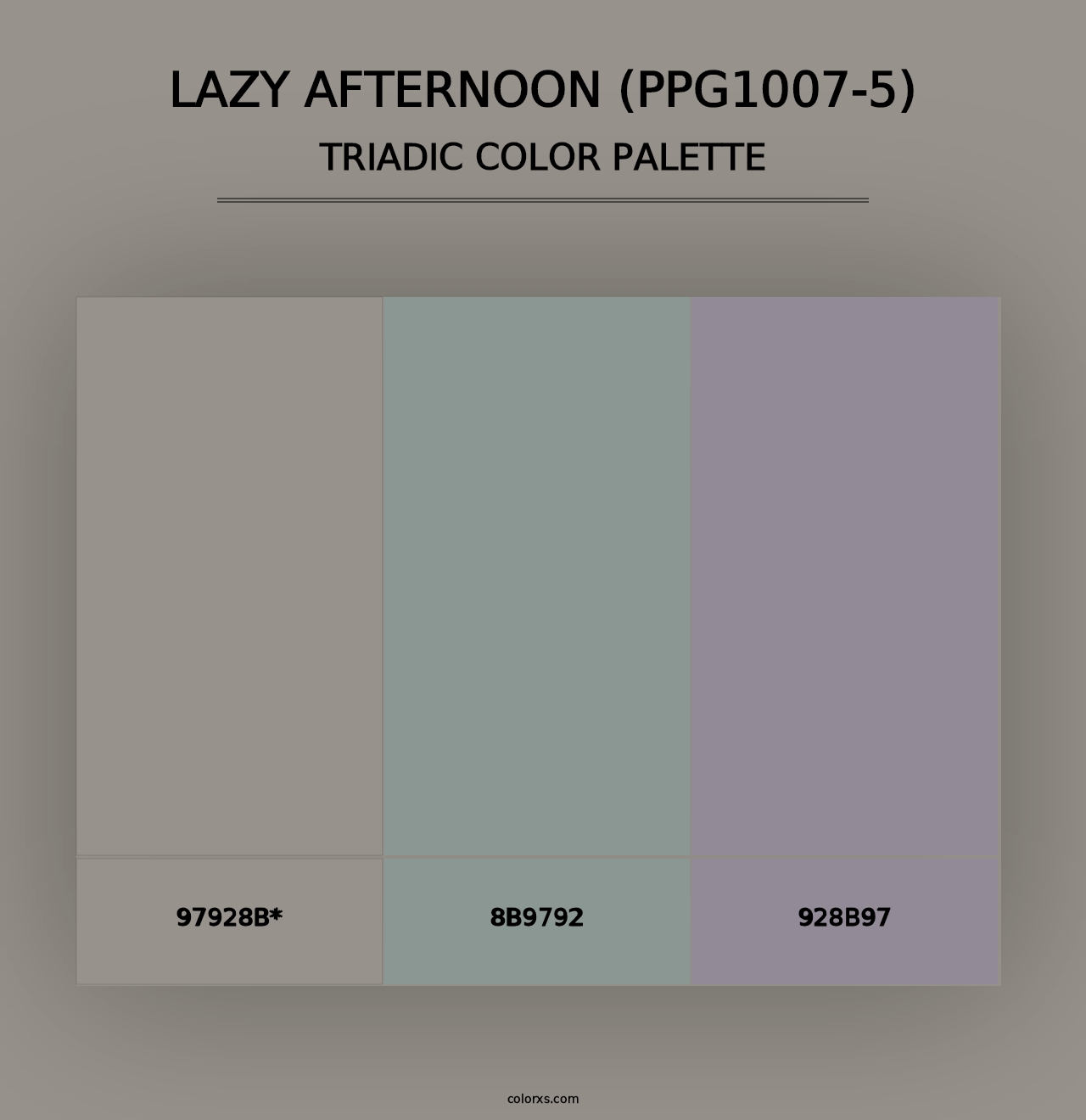 Lazy Afternoon (PPG1007-5) - Triadic Color Palette