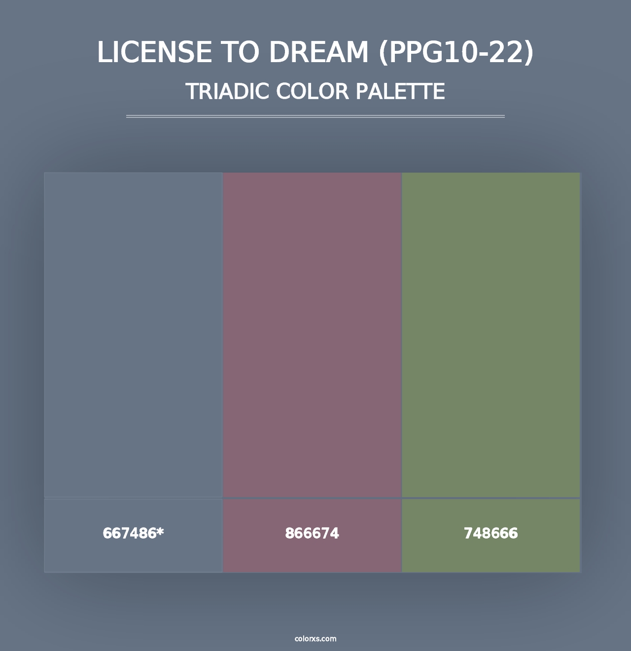 License To Dream (PPG10-22) - Triadic Color Palette