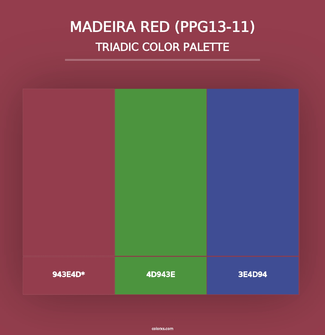 Madeira Red (PPG13-11) - Triadic Color Palette