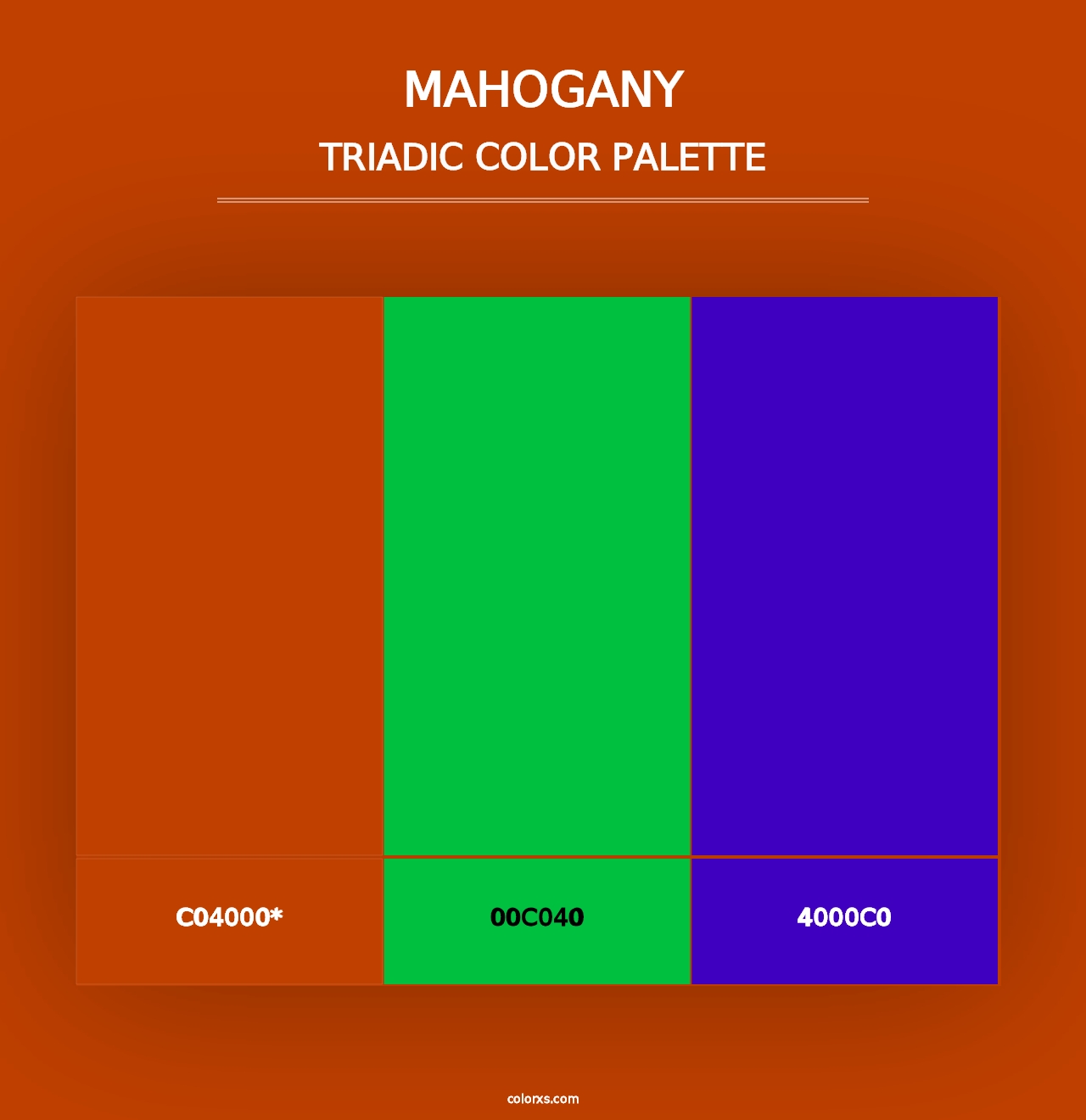 Mahogany - Triadic Color Palette