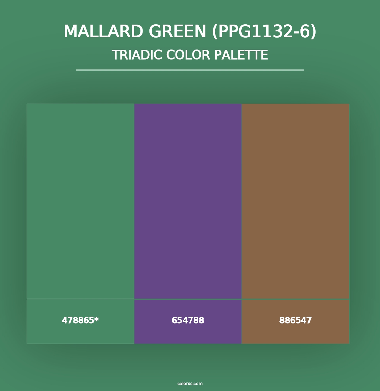 Mallard Green (PPG1132-6) - Triadic Color Palette