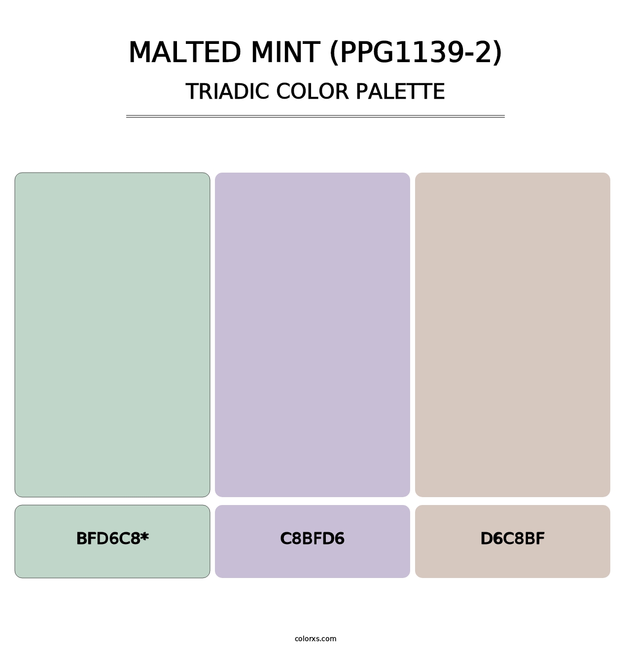 Malted Mint (PPG1139-2) - Triadic Color Palette