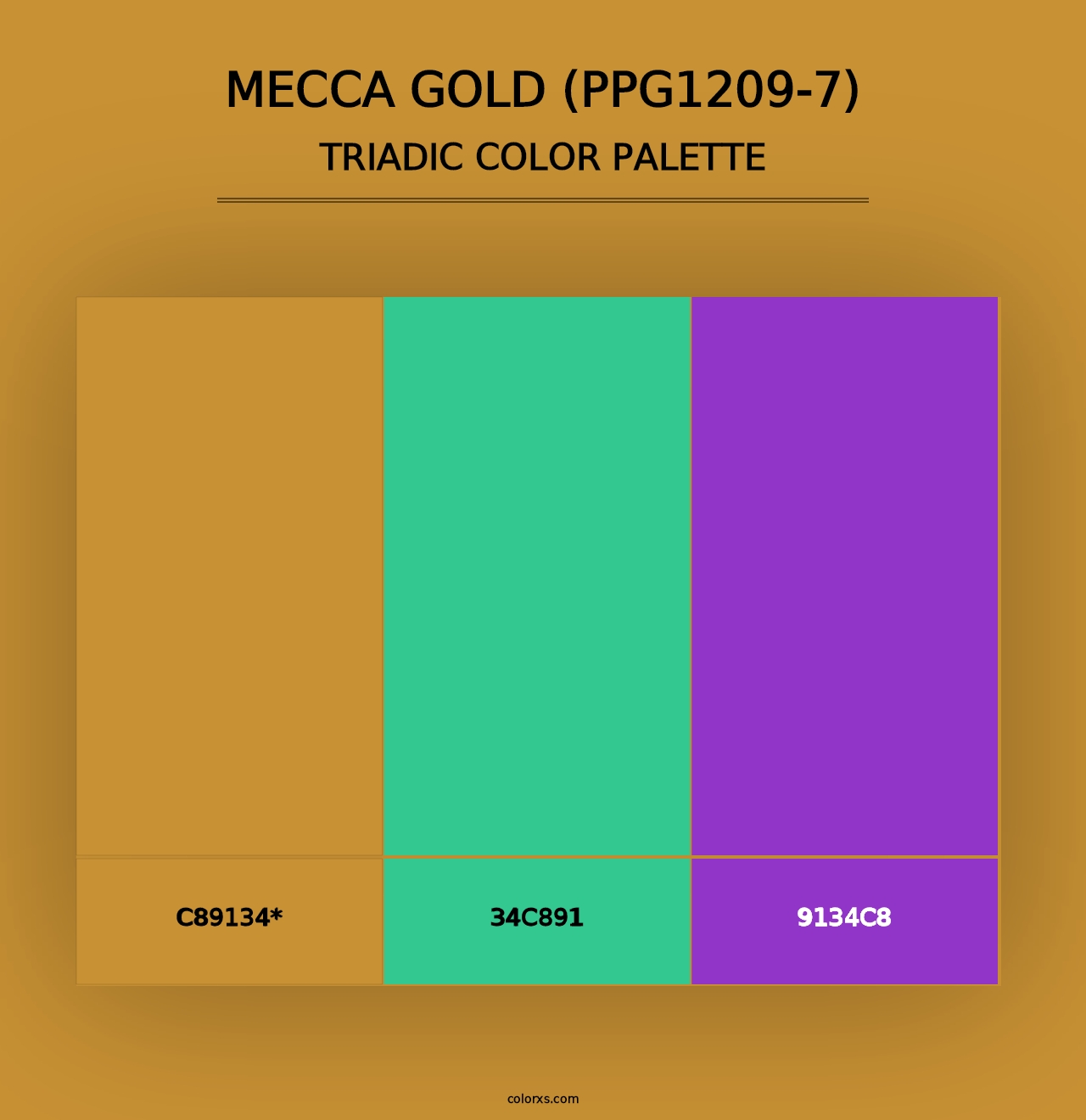 Mecca Gold (PPG1209-7) - Triadic Color Palette