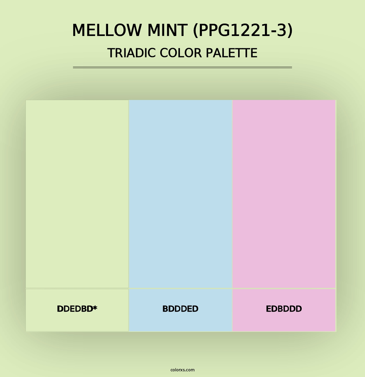 Mellow Mint (PPG1221-3) - Triadic Color Palette