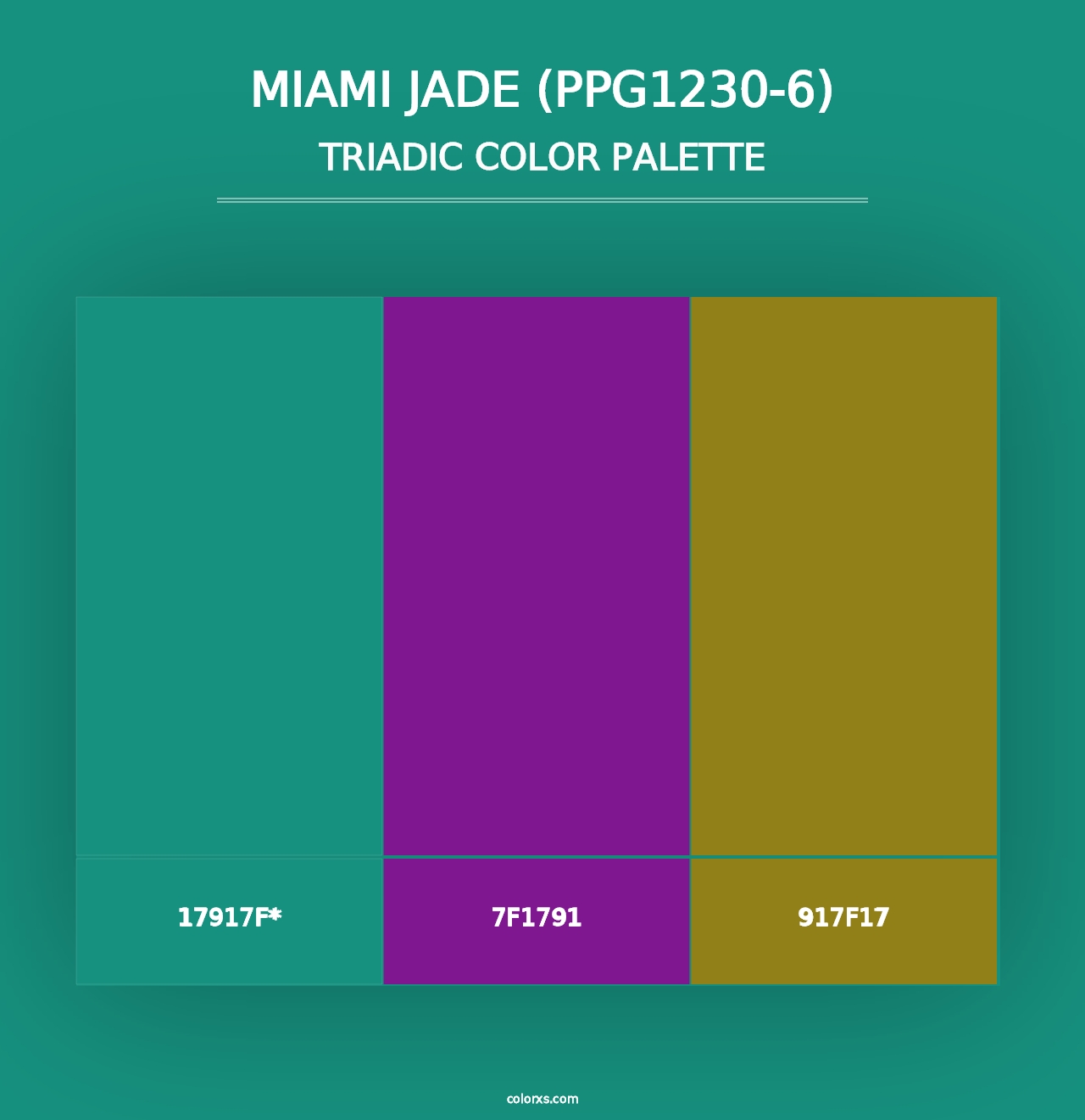 Miami Jade (PPG1230-6) - Triadic Color Palette