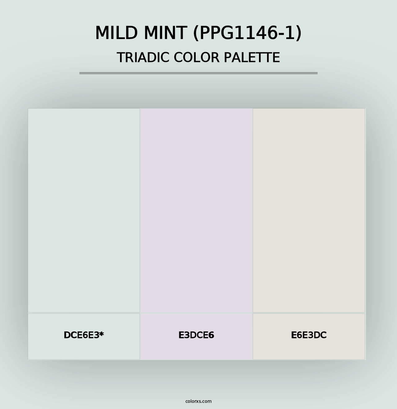 Mild Mint (PPG1146-1) - Triadic Color Palette