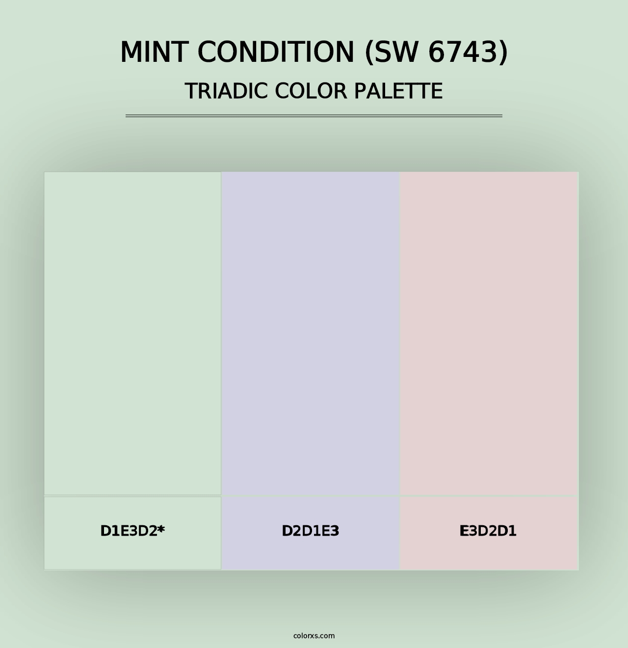 Mint Condition (SW 6743) - Triadic Color Palette