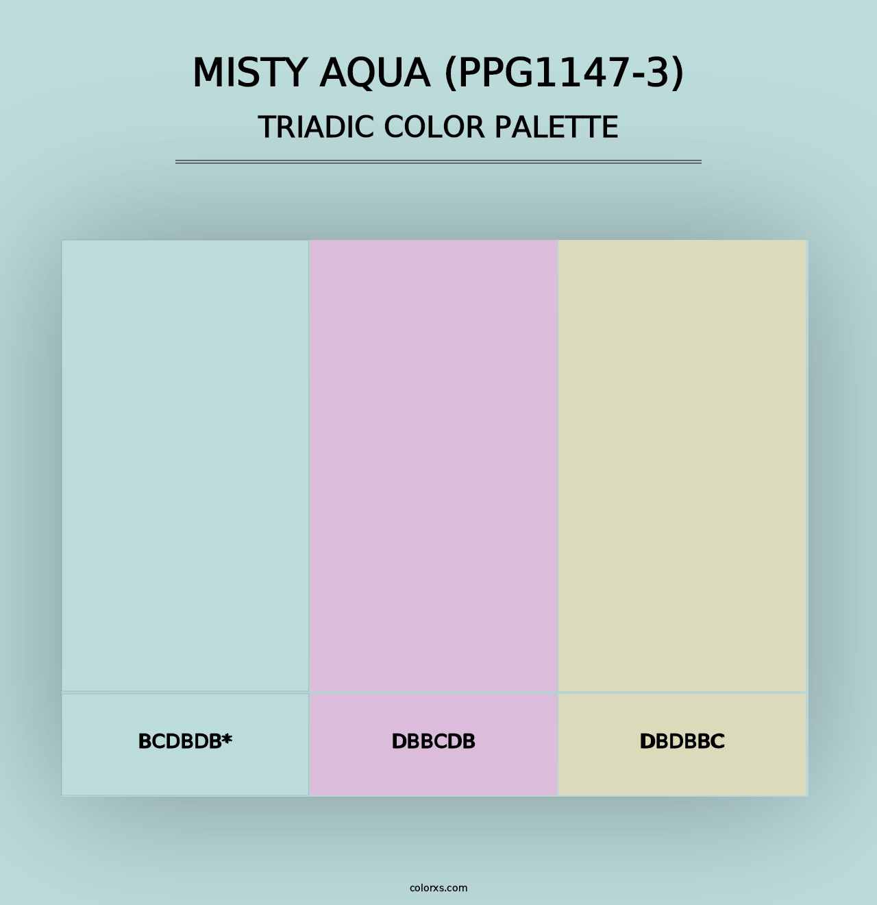 Misty Aqua (PPG1147-3) - Triadic Color Palette