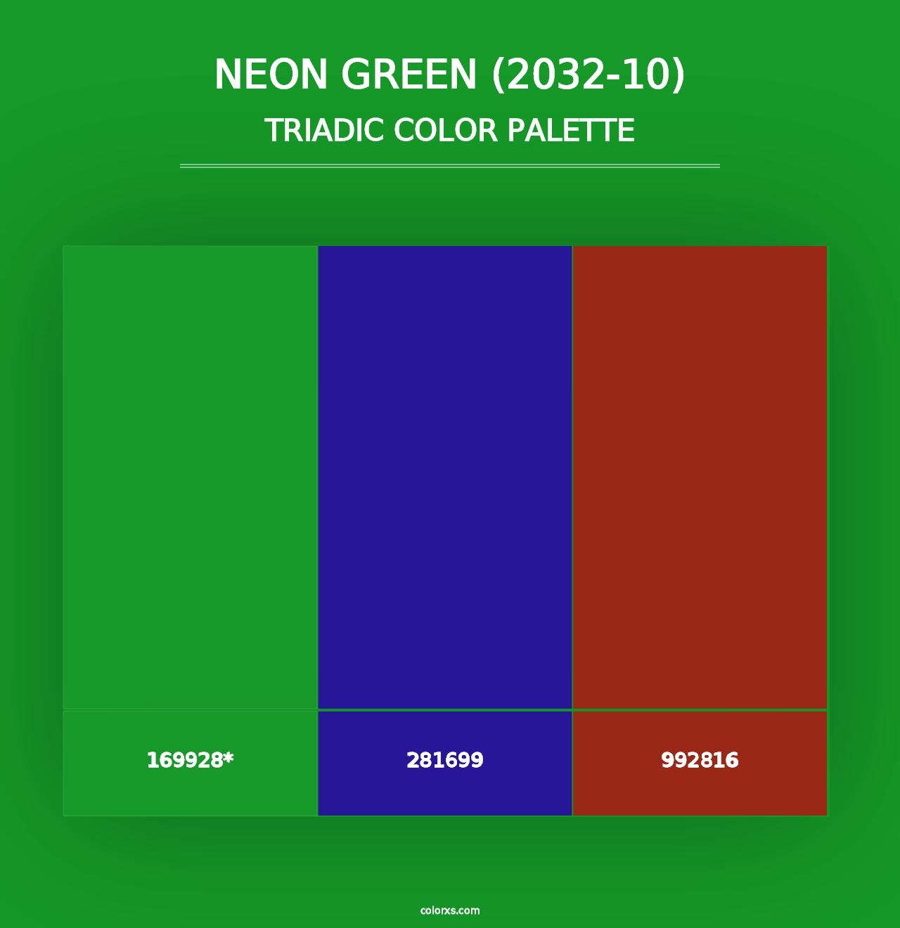 Neon Green (2032-10) - Triadic Color Palette