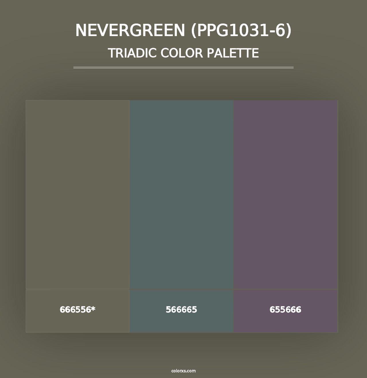 Nevergreen (PPG1031-6) - Triadic Color Palette