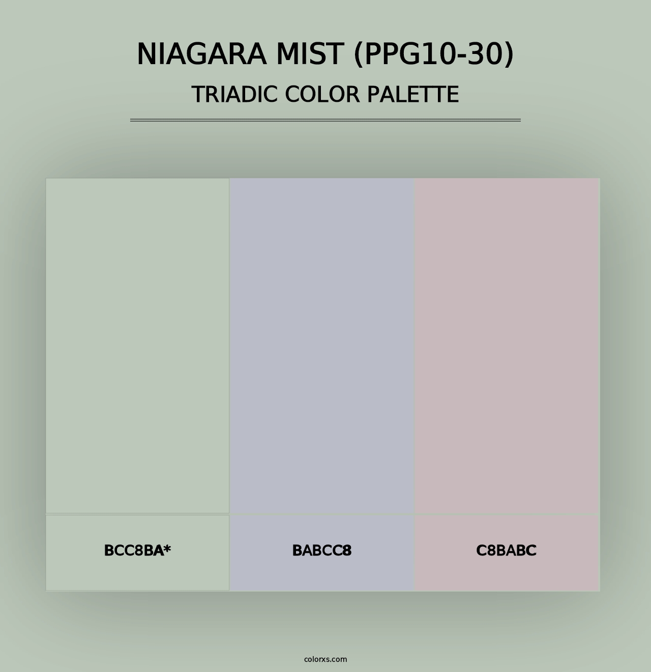 Niagara Mist (PPG10-30) - Triadic Color Palette