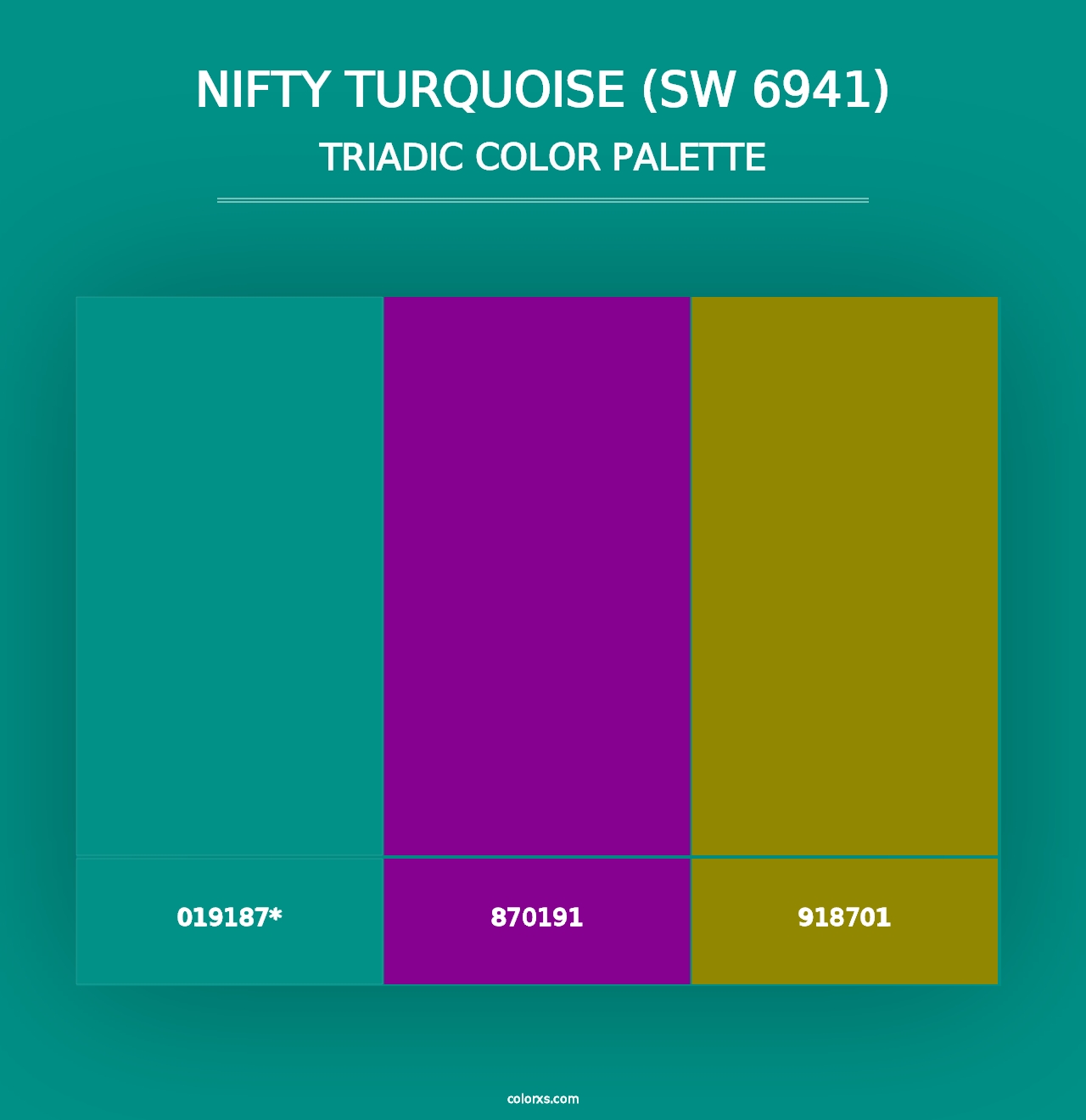 Nifty Turquoise (SW 6941) - Triadic Color Palette