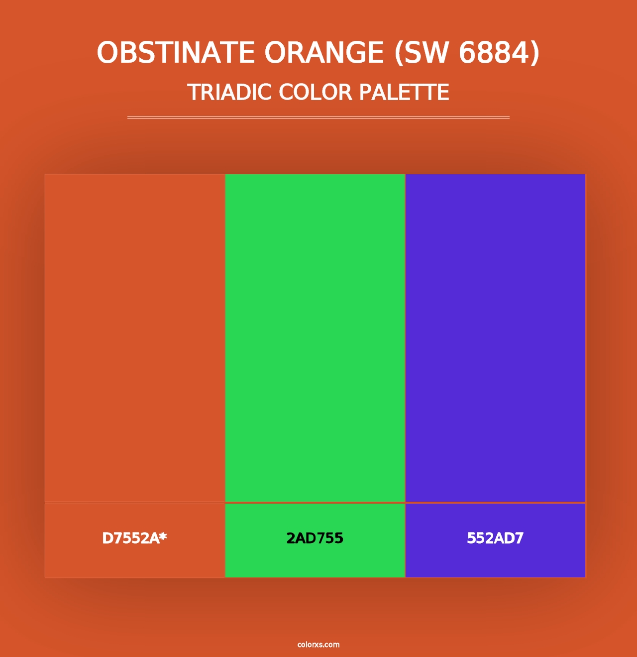 Obstinate Orange (SW 6884) - Triadic Color Palette