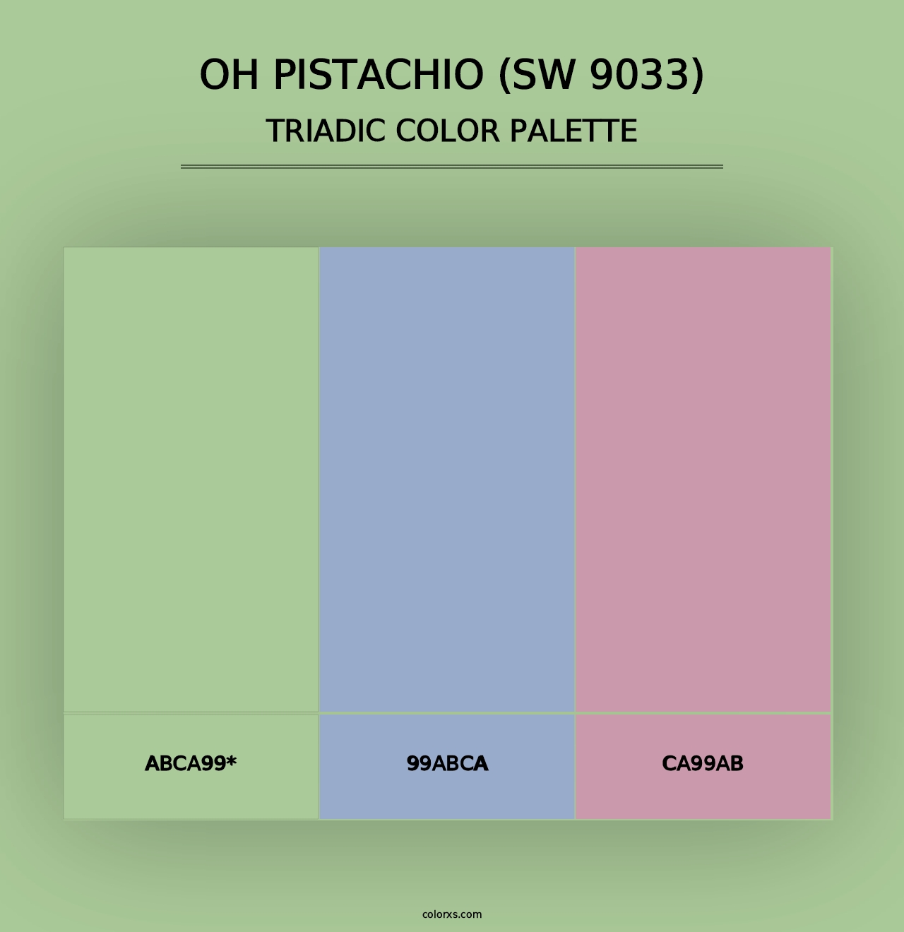 Oh Pistachio (SW 9033) - Triadic Color Palette