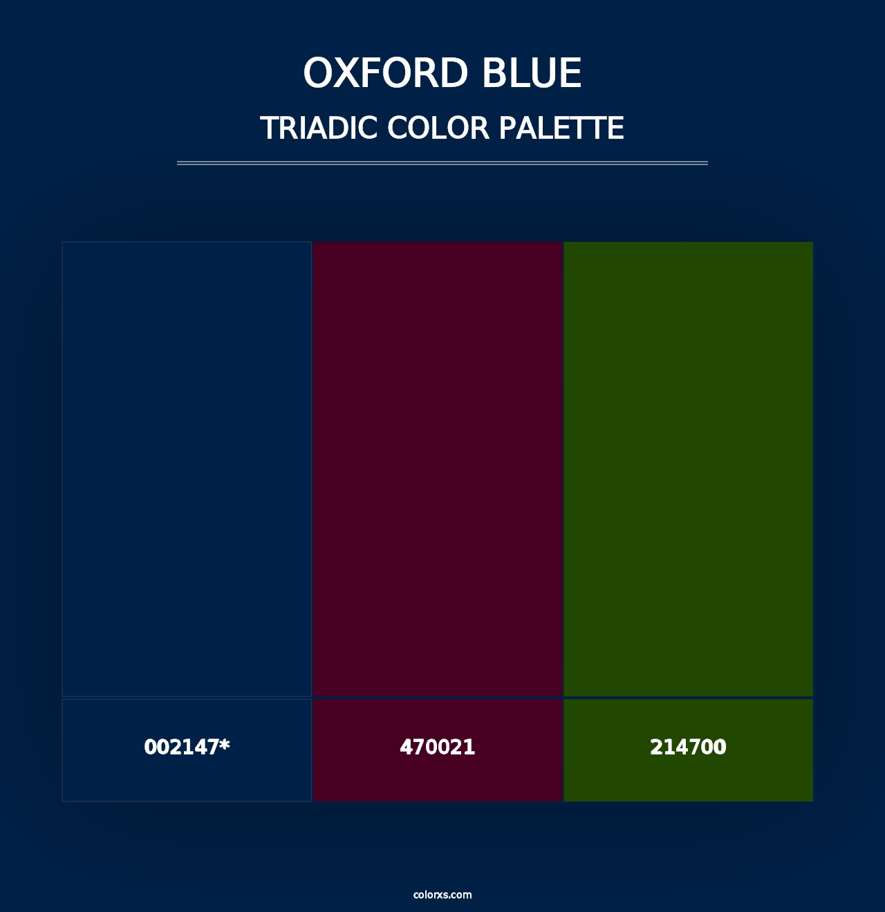 Oxford Blue - Triadic Color Palette