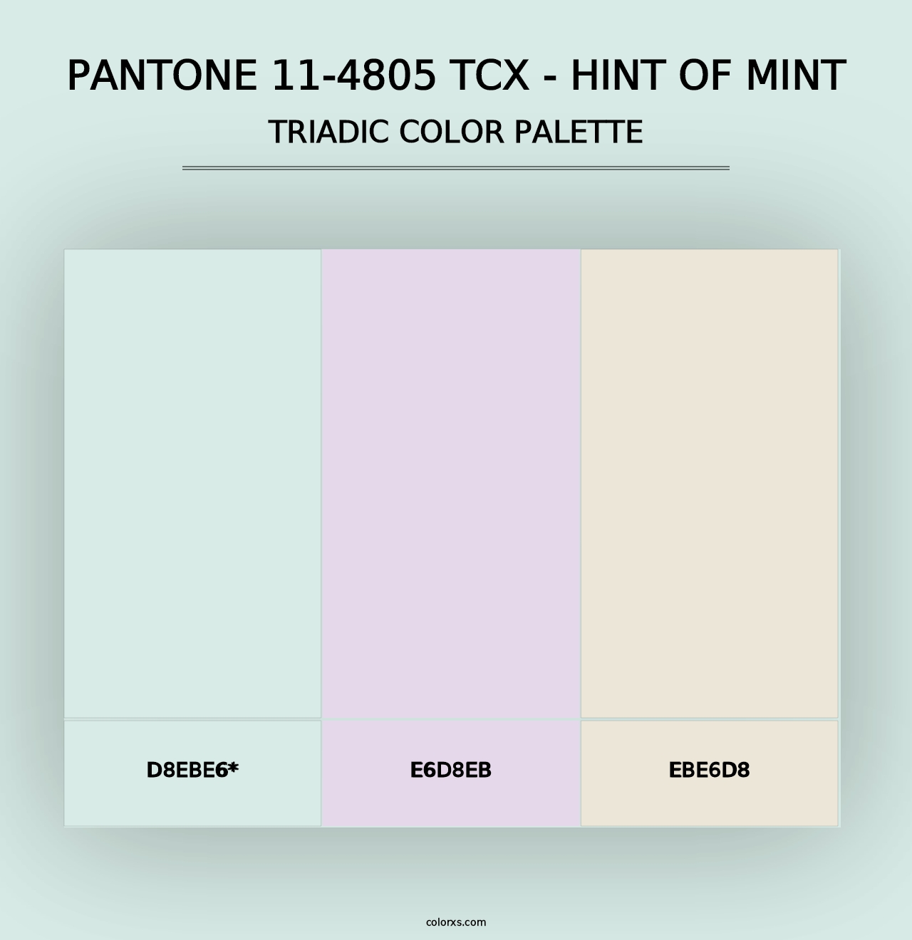 PANTONE 11-4805 TCX - Hint of Mint - Triadic Color Palette