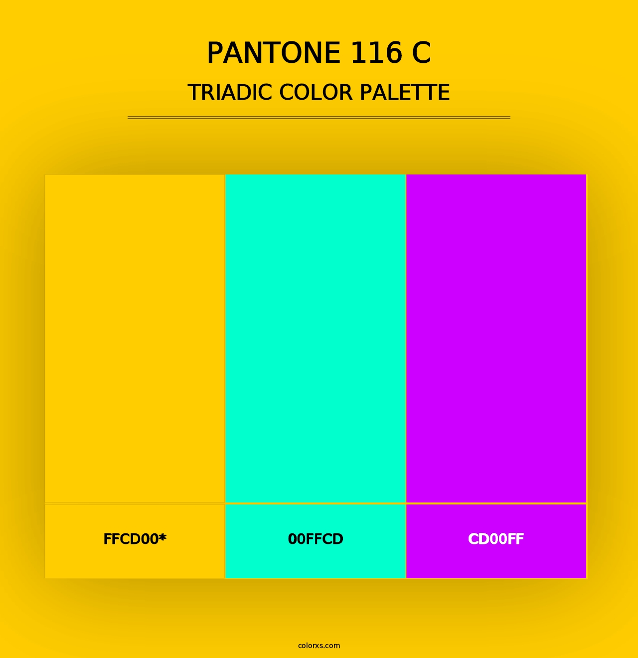 PANTONE 116 C - Triadic Color Palette