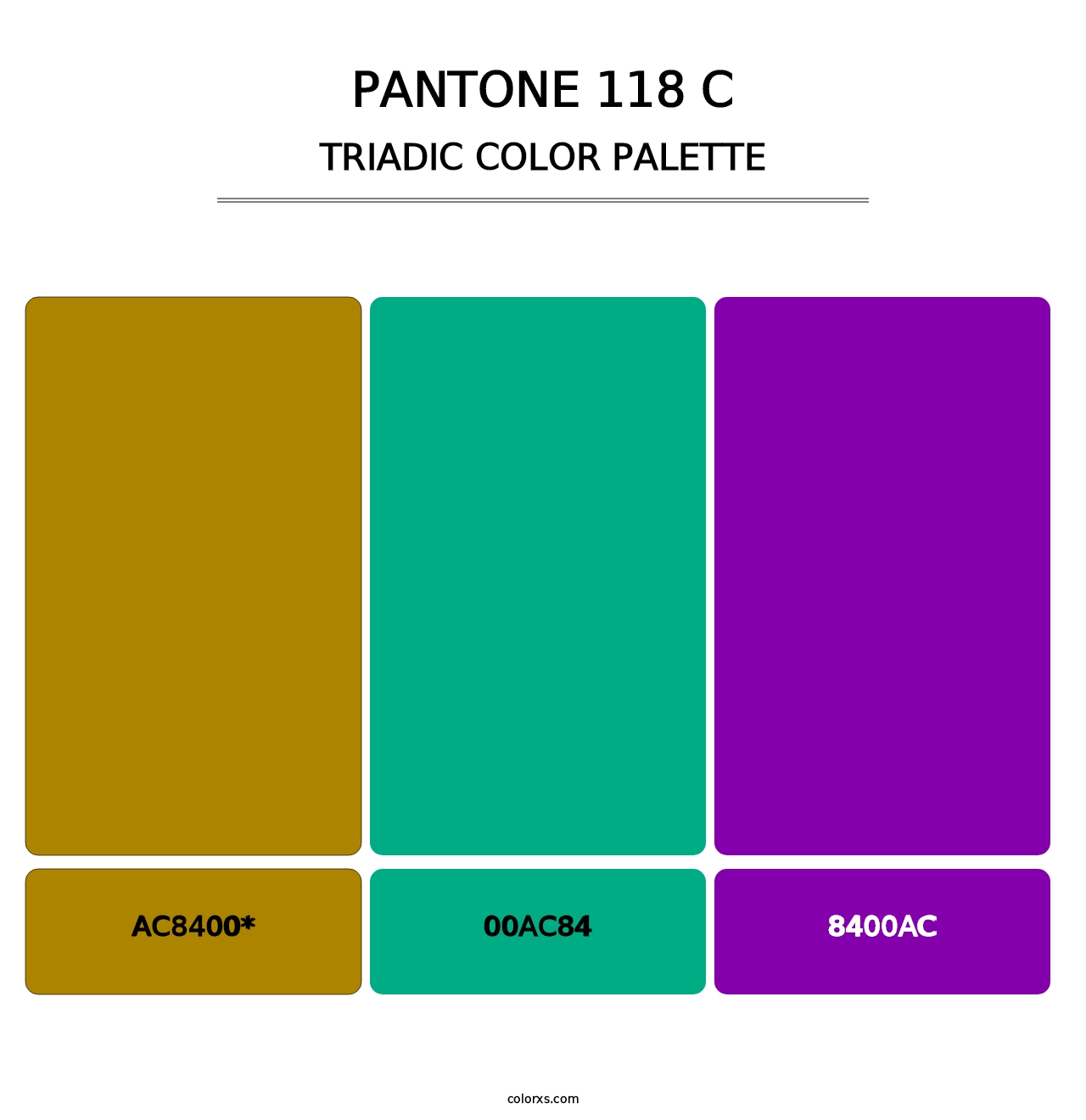 PANTONE 118 C - Triadic Color Palette