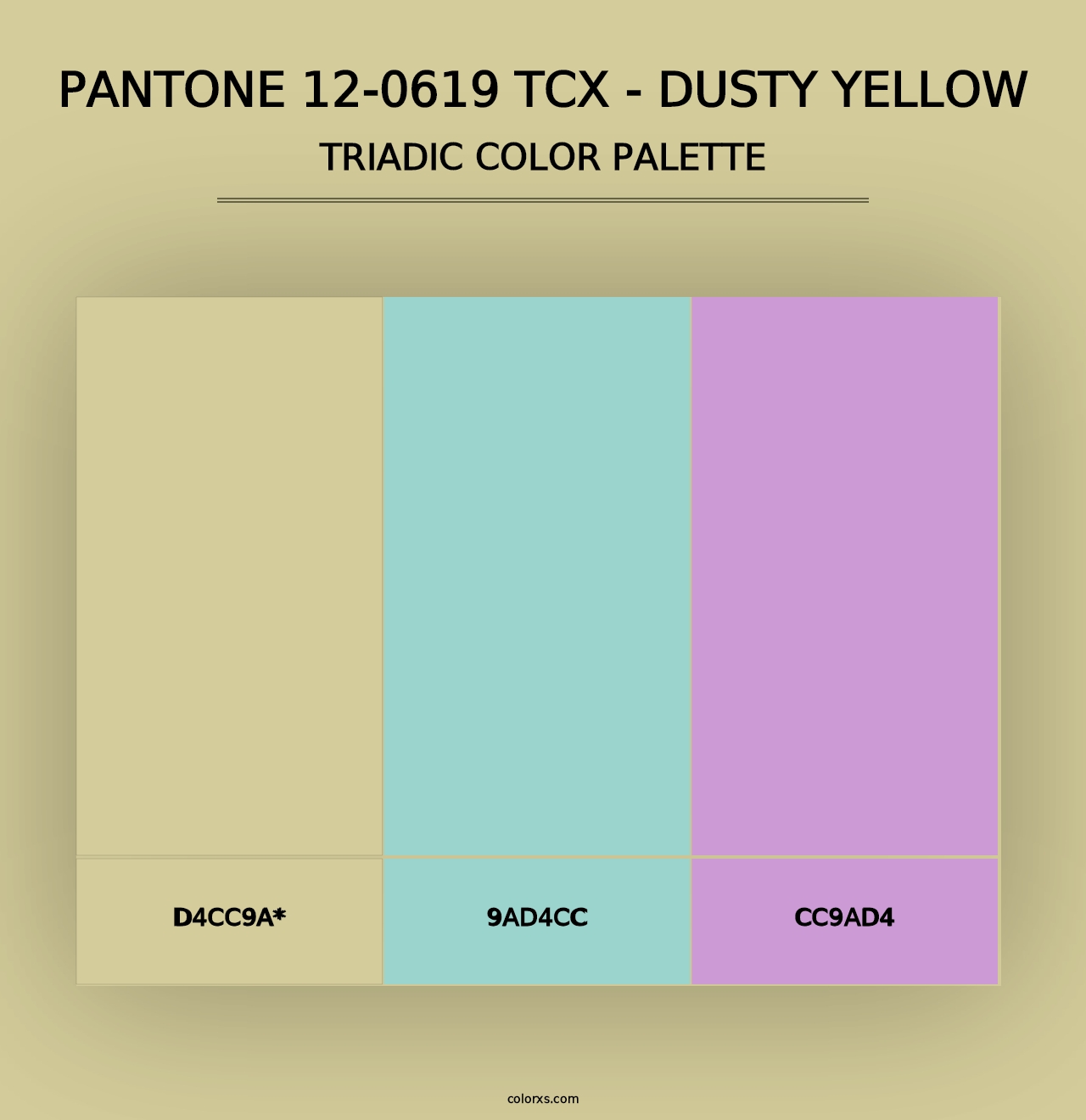 PANTONE 12-0619 TCX - Dusty Yellow - Triadic Color Palette