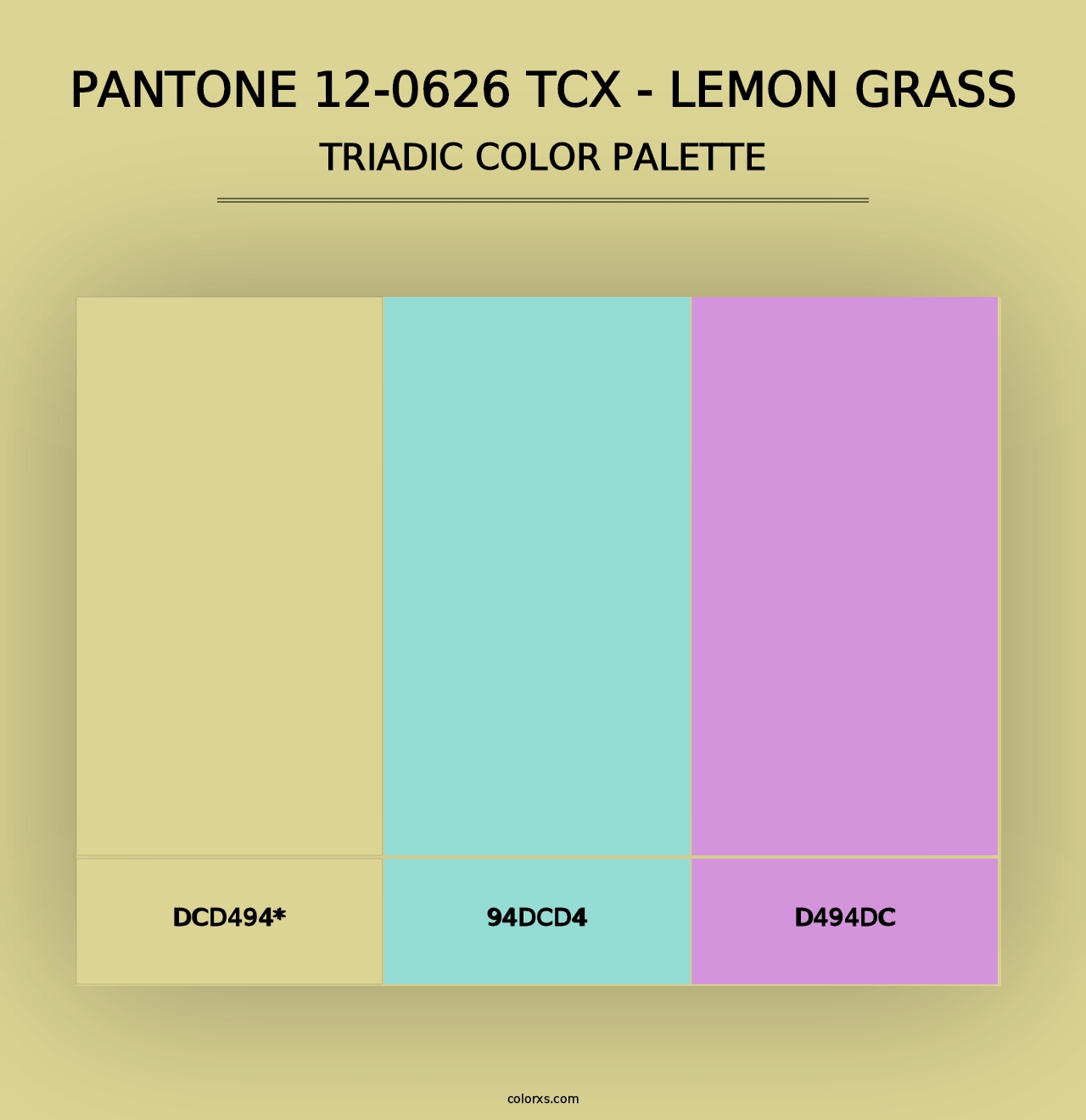 PANTONE 12-0626 TCX - Lemon Grass - Triadic Color Palette