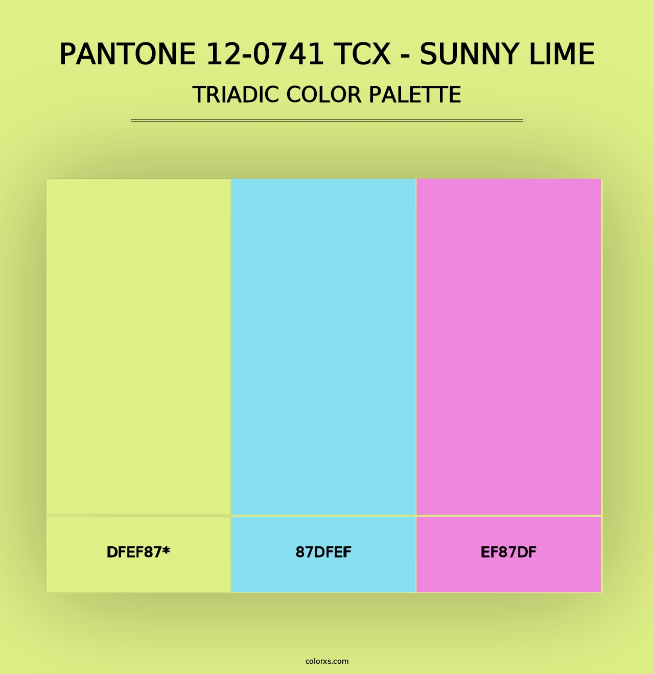 PANTONE 12-0741 TCX - Sunny Lime - Triadic Color Palette