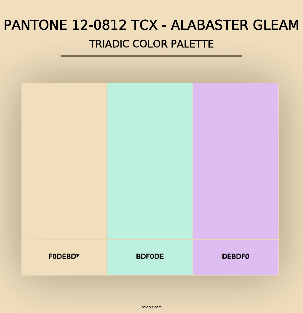 PANTONE 12-0812 TCX - Alabaster Gleam - Triadic Color Palette