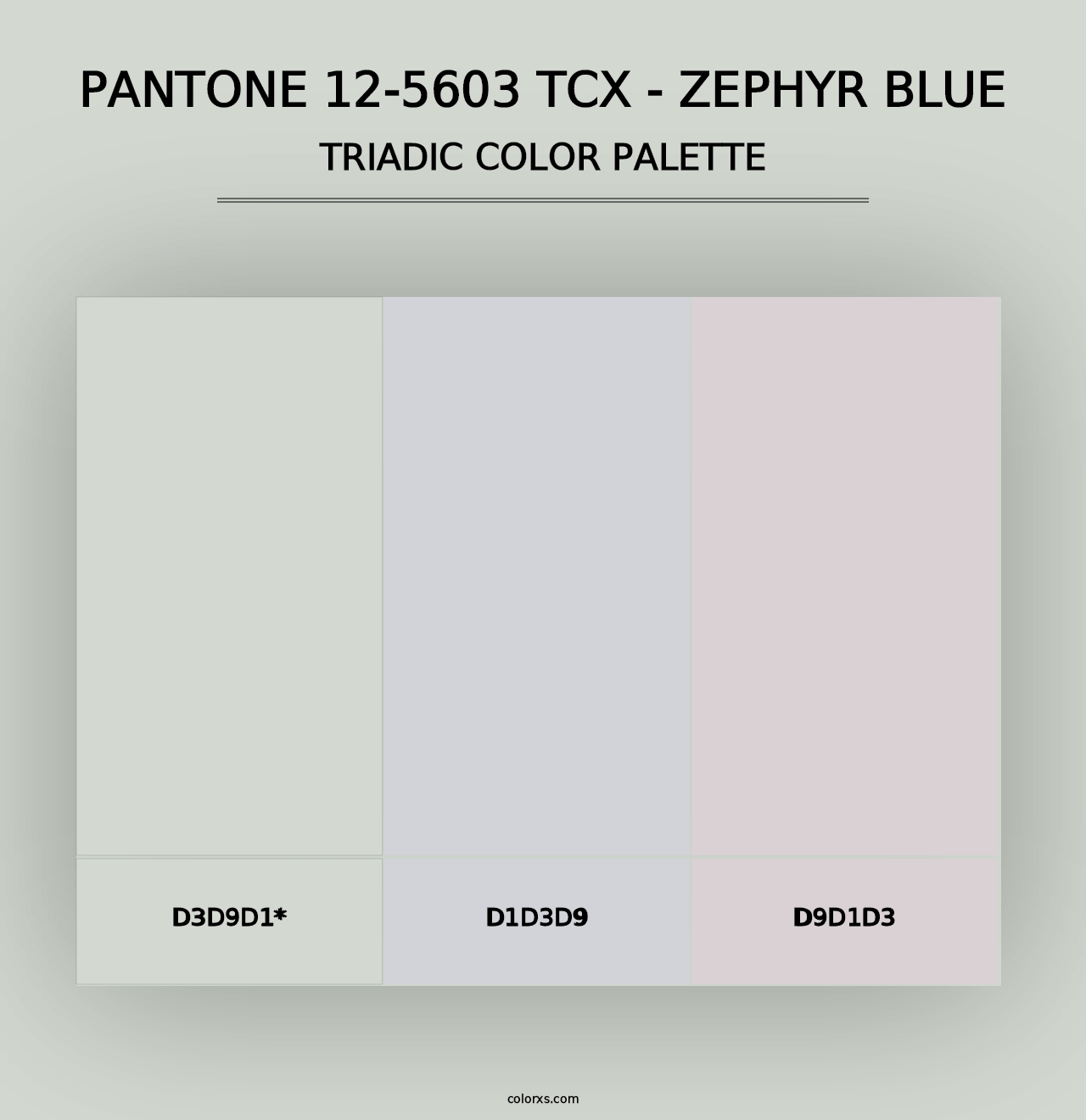 PANTONE 12-5603 TCX - Zephyr Blue - Triadic Color Palette