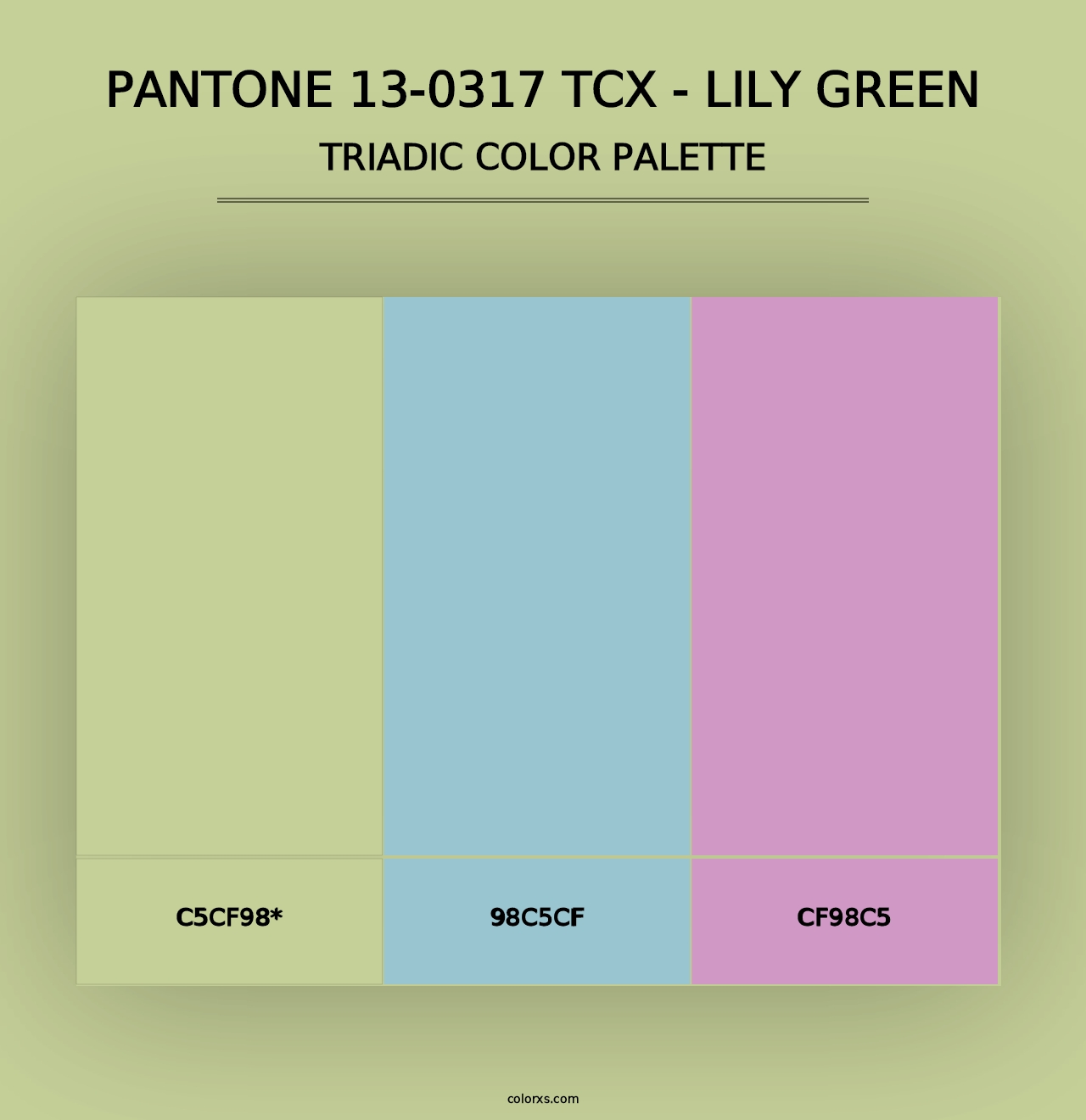 PANTONE 13-0317 TCX - Lily Green - Triadic Color Palette