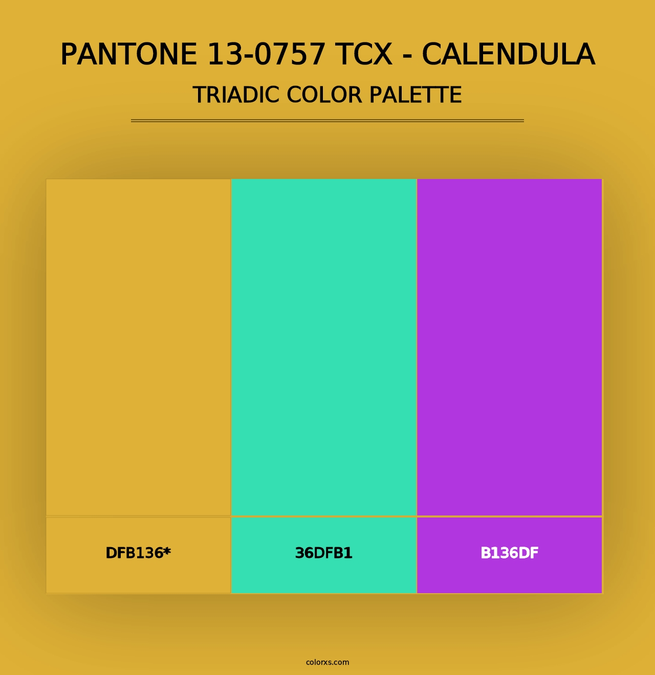 PANTONE 13-0757 TCX - Calendula - Triadic Color Palette