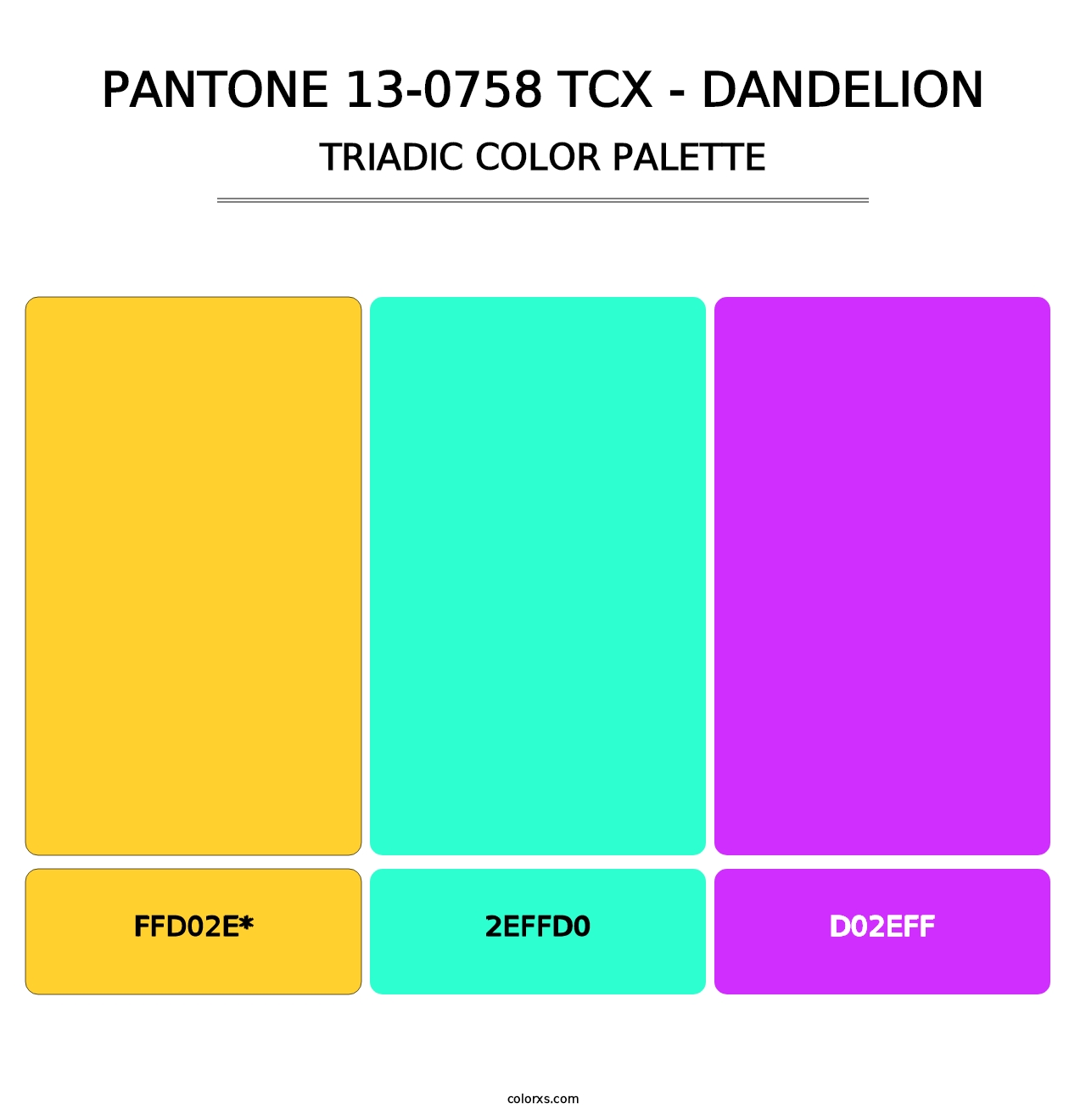 PANTONE 13-0758 TCX - Dandelion - Triadic Color Palette