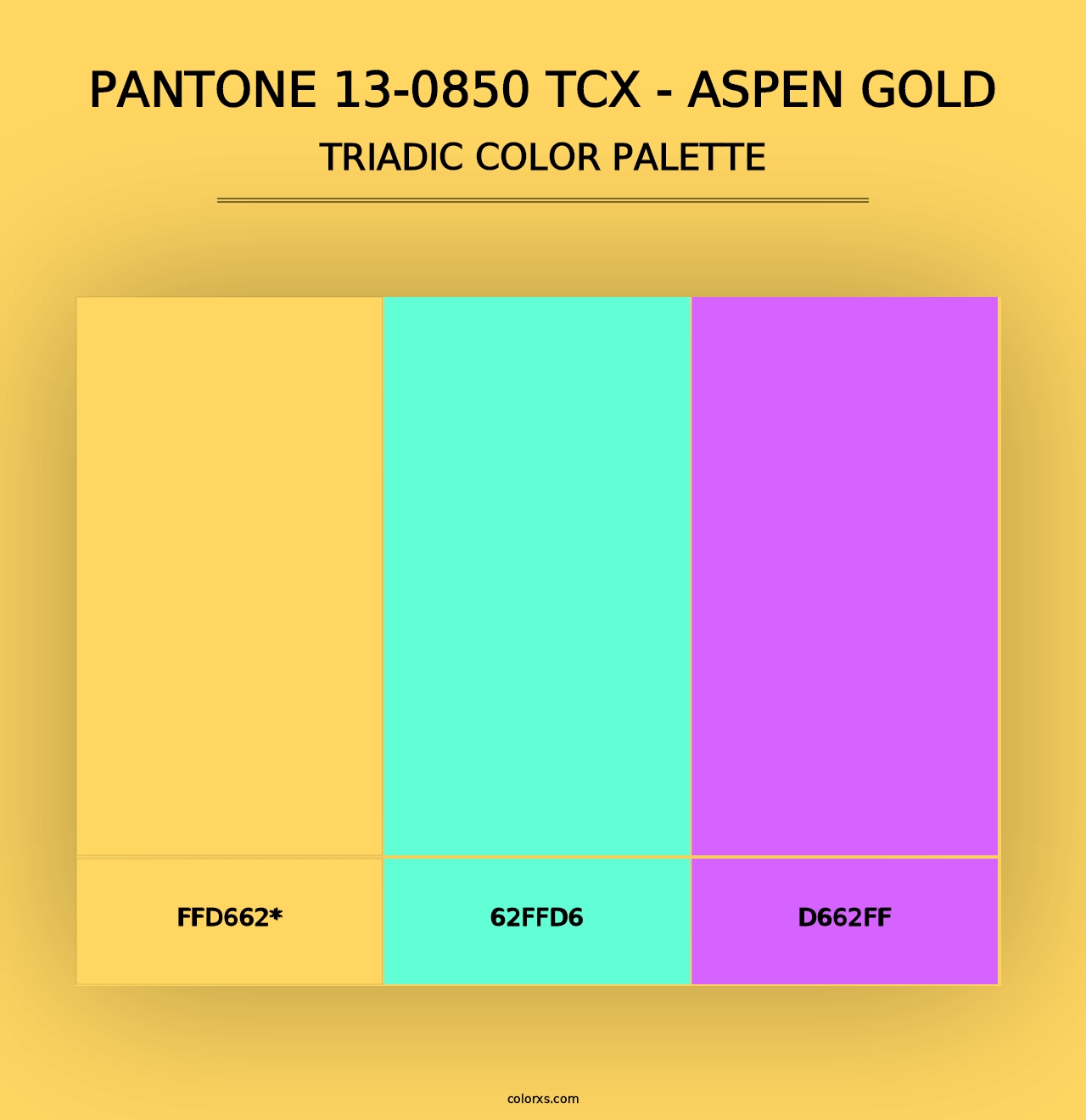 PANTONE 13-0850 TCX - Aspen Gold - Triadic Color Palette