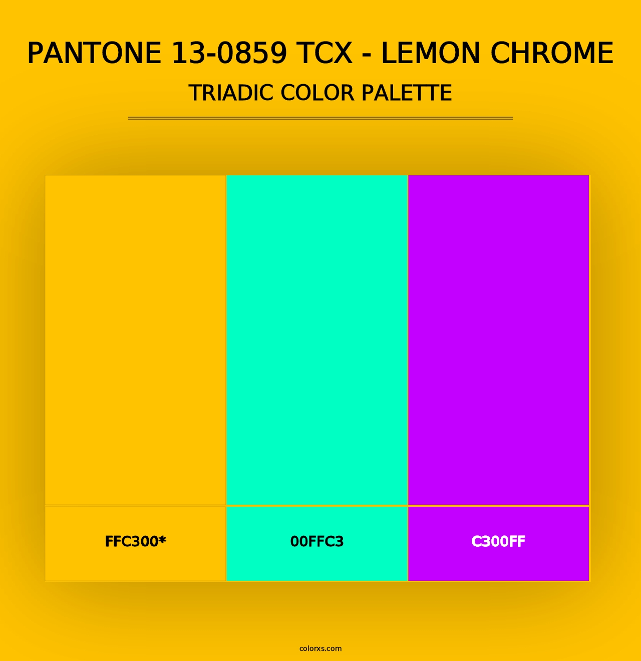 PANTONE 13-0859 TCX - Lemon Chrome - Triadic Color Palette