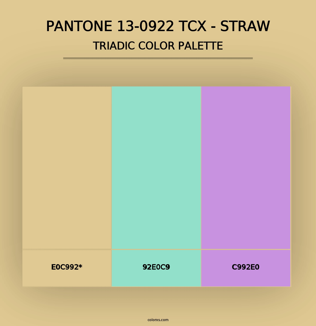 PANTONE 13-0922 TCX - Straw - Triadic Color Palette