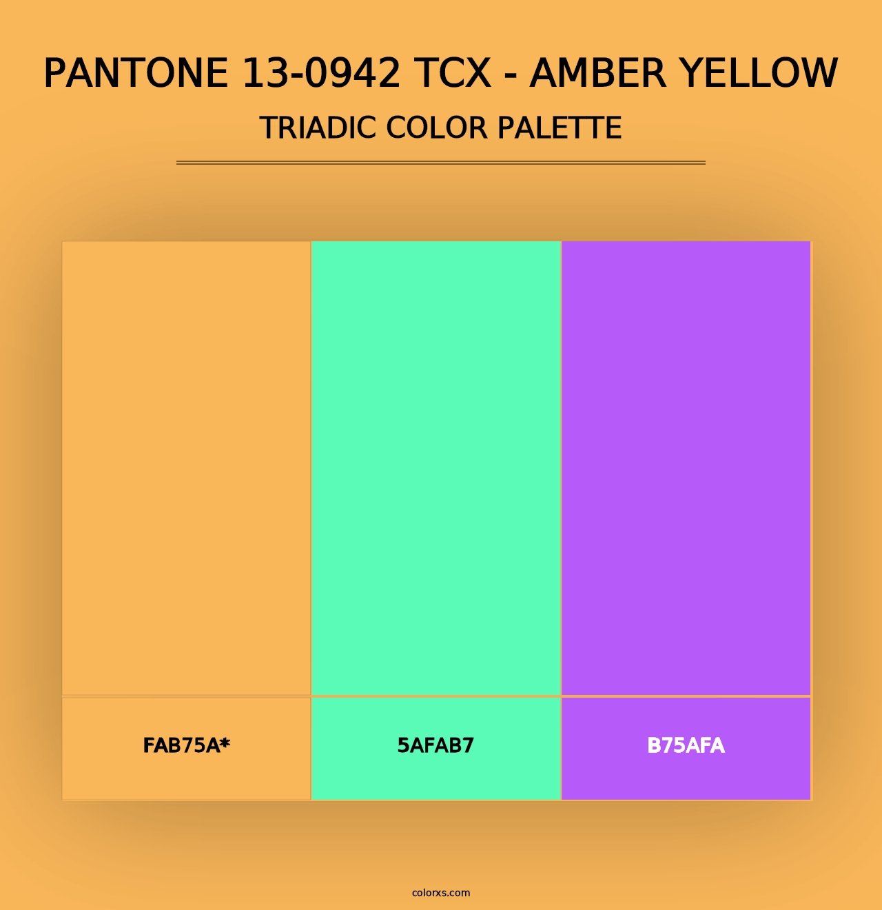 PANTONE 13-0942 TCX - Amber Yellow - Triadic Color Palette