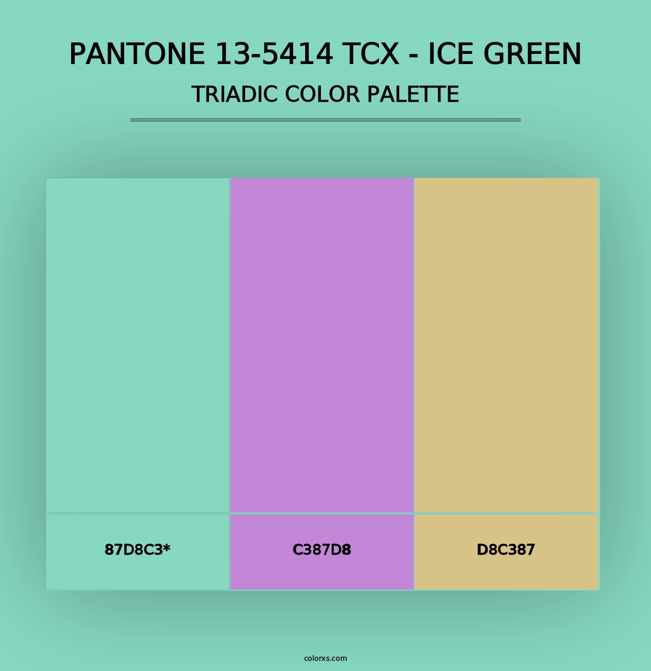 PANTONE 13-5414 TCX - Ice Green - Triadic Color Palette