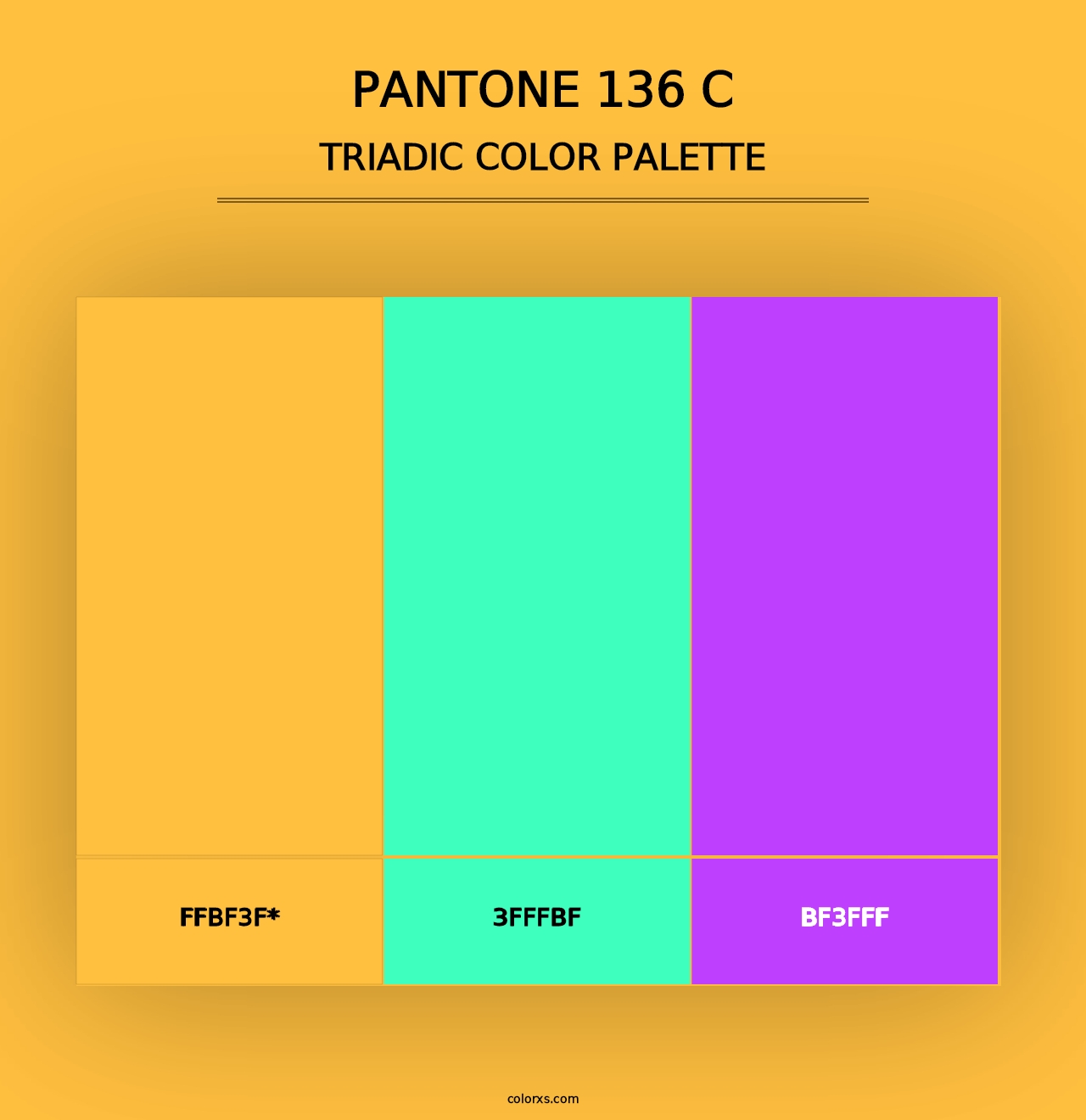 PANTONE 136 C - Triadic Color Palette