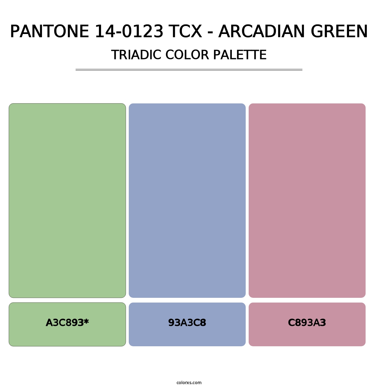 PANTONE 14-0123 TCX - Arcadian Green - Triadic Color Palette